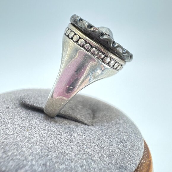 VTG Sterling Silver 925 Signet Style Shield Design Statement RIng Size 6.75 - Picture 6 of 12